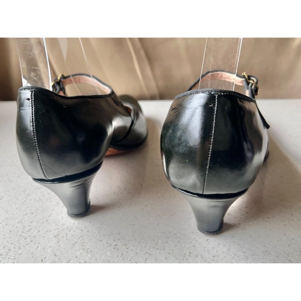 Womens Black Leather Flamenco Shoes With Strap & Low Heel Size 6 - Picture 4 of 14